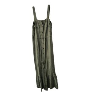 Loft Effortless Utility Chic Maxi Dress Button Front Pockets Safari Style Small